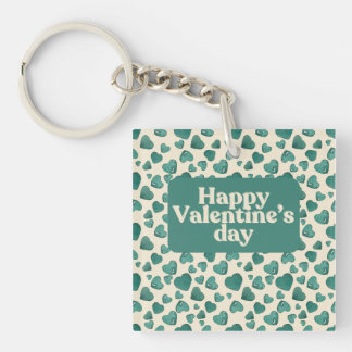 Unique Valentine's Day Card  Hand-Painted Green  Key Ring