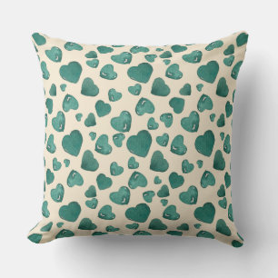 Unique Valentine's Day  Watercolor Green Heart Cushion