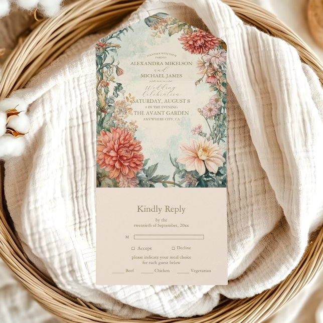 Unique Victorian Royal Floral Wedding  All In One Invitation (Creator Uploaded)
