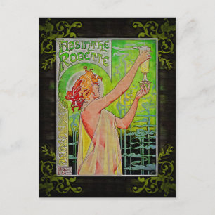 Unique Vintage Absinthe Green Fairy Postcard