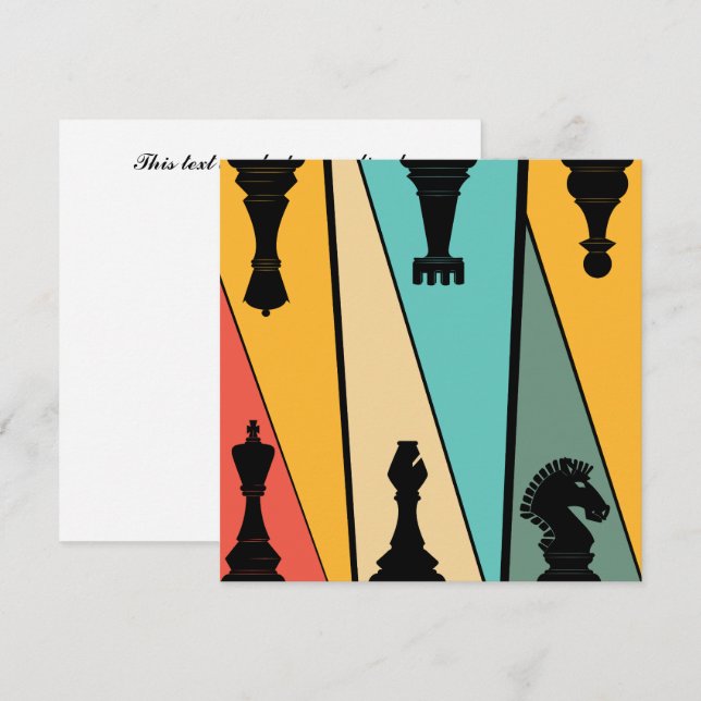 Unique Vintage Chess Pieces Sunset Flat Card (Front/Back)