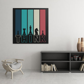 Unique Vintage Chess Pieces Think Colorful Poster