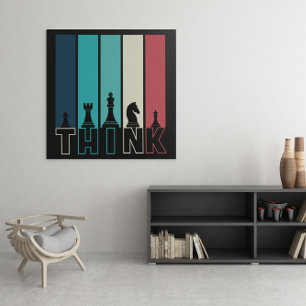 Unique Vintage Chess Pieces Think Colourful Poster