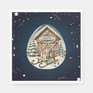 Unique vintage Christmas Scenery Napkin