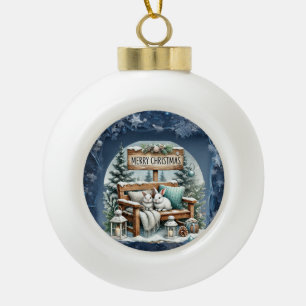 Unique vintage Christmas Scenery Paper Plates Ceramic Ball Christmas Ornament