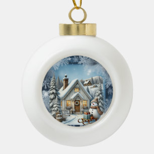 Unique vintage Christmas Scenery Paper Plates Ceramic Ball Christmas Ornament