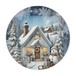 Unique vintage Christmas Scenery Paper Plates Cutting Board
