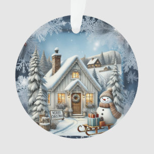 Unique vintage Christmas Scenery Paper Plates Ornament
