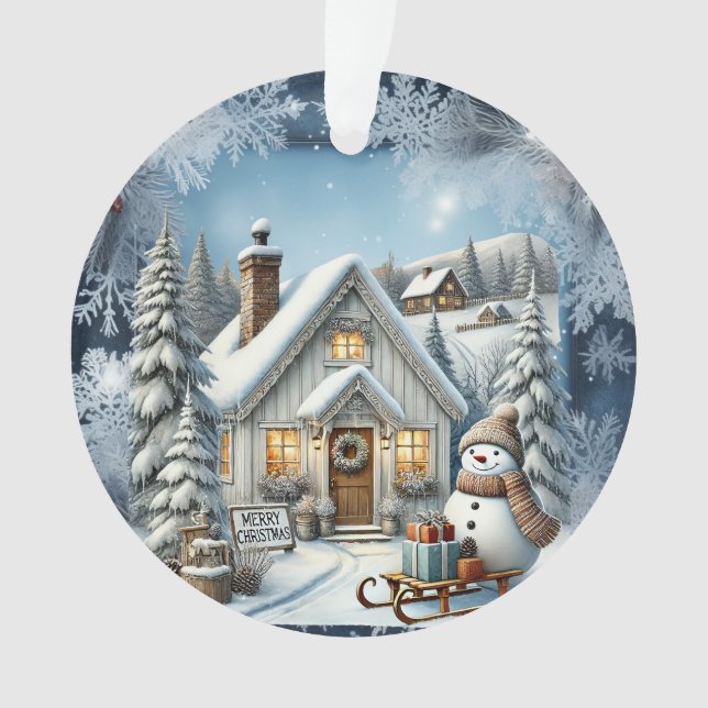 Unique vintage Christmas Scenery Paper Plates Ornament (Front)
