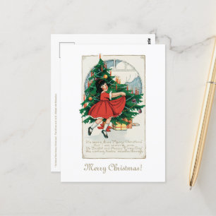 Unique Vintage Christmas Tree Cute Holiday Art Postcard