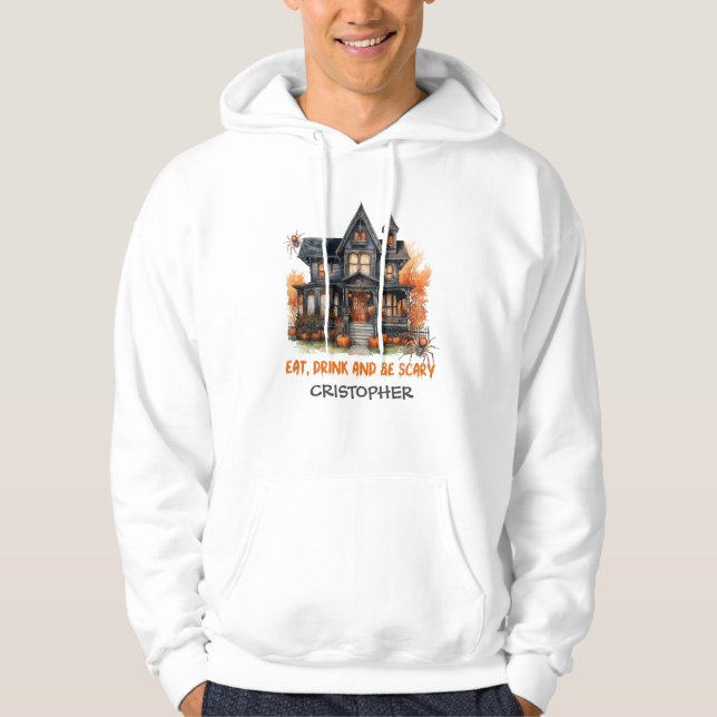 Unique vintage classic Halloween haunted house Hoodie (Front)