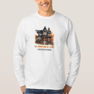 Unique vintage classic Halloween haunted house T-Shirt