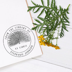 Unique Vintage Ex Libris   Peacock   Book  Self-inking Stamp