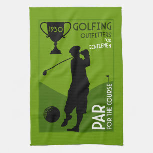 Unique Vintage Golf Gift Tea Towel