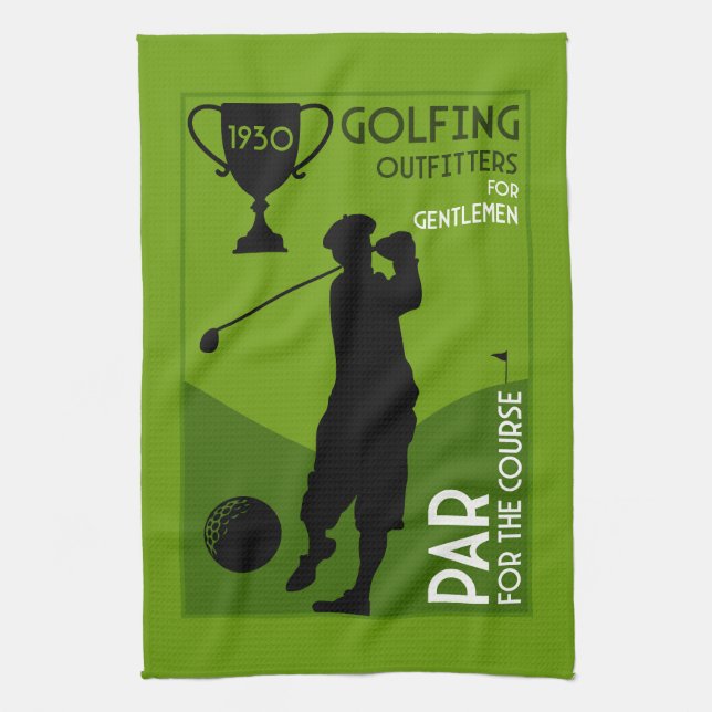 Unique Vintage Golf Gift Tea Towel (Vertical)