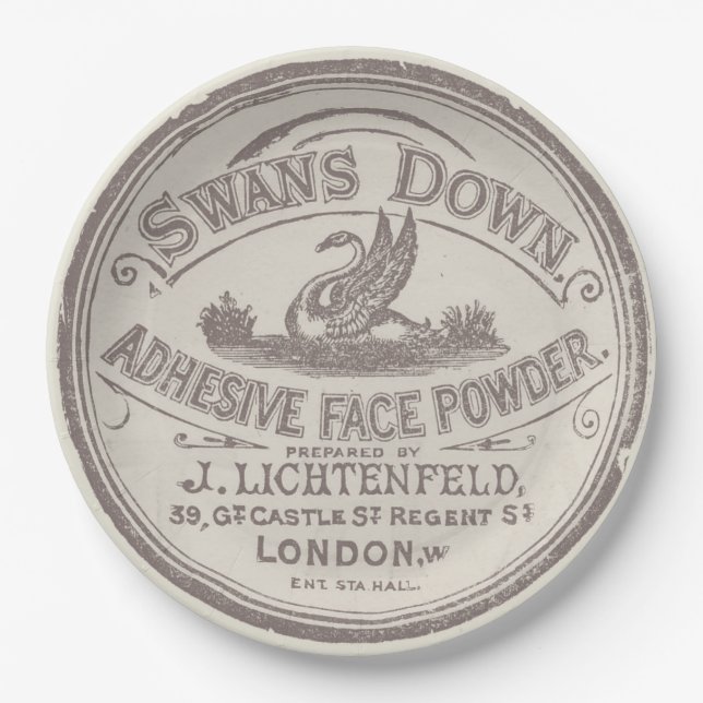 Unique Vintage Lettering With Swan Paper Plate (Front)