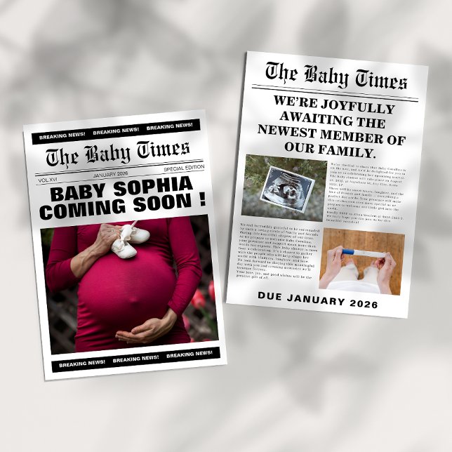 Unique vintage newspaper baby shower invitation (Creator Uploaded)
