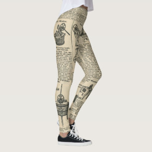 Unique Vintage Newsprint Newspaper Pattern womens Leggings