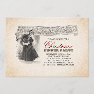 unique vintage Santa christmas party invitations