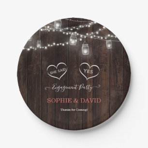 Unique Vintage String Lights Old Barn Engagement Paper Plate