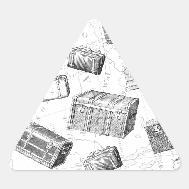 Unique Vintage Suitcases Design Triangle Sticker (Front)