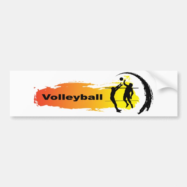 Unique Volleyball Emblem Bumper Sticker (Front)