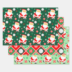 Unique Volleyball Holiday Gift Wrapping Paper Sheet