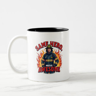 Unique Volunteer Firefighter With Red Text Two-Tone Coffee Mug