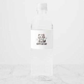 Unique Water Bottles with Cute Cat Designs Water Bottle Label