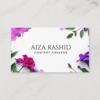 Unique Watercolor Abstract Purple Modern Business Card