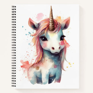 Unique Watercolor Art Cute Adorable Unicorn Notebook