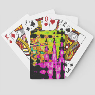Unique Watercolor Artwork: Purple, Black, and Lime Playing Cards