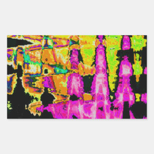 Unique Watercolor Artwork: Purple, Black, and Lime Rectangular Sticker