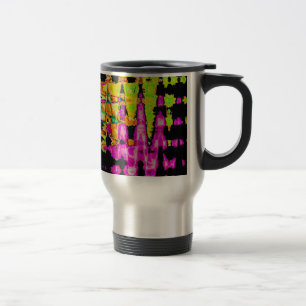 Unique Watercolor Artwork: Purple, Black, and Lime Travel Mug