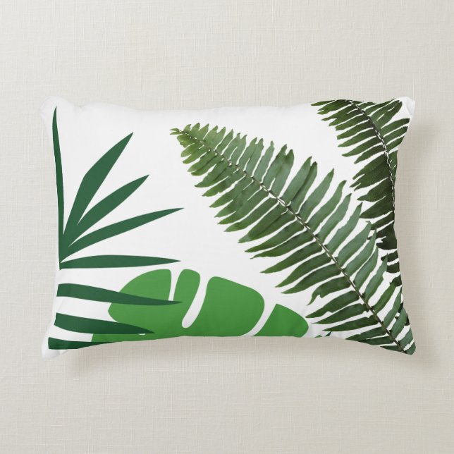 Unique Watercolor Palm Leaves Throw Pillow (Front)