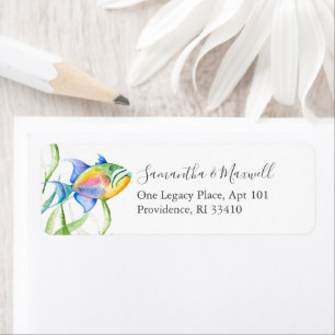 Unique Watercolor Tropical Fish Return Address