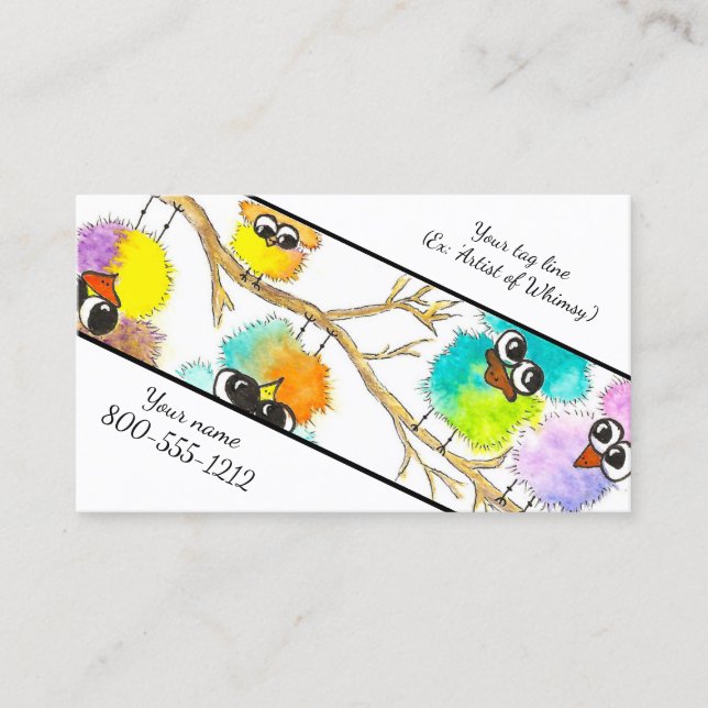 Unique Watercolor Whimsical Birds Business Card (Front)