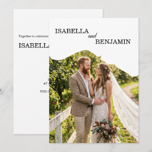 Unique Wavy Border Photo Wedding Invitation