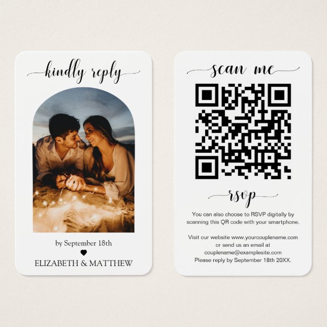 Unique Website Arch Photo QR Code Scan me to RSVP (Front & Back)
