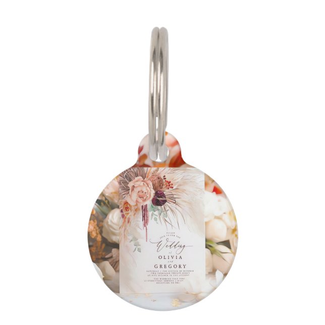 Unique Wedding Favours: Mini Invitation Keychains  Pet Tag (Front)