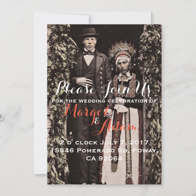 Unique Wedding Invitation, Quirky, Vintage Invitation (Front)