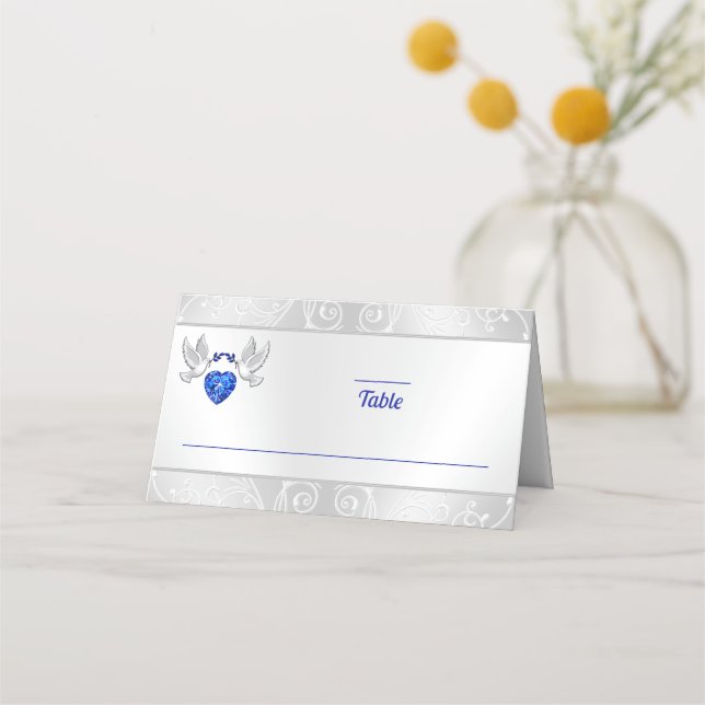 Unique Wedding Place Cards, Love and Heart Place Card (Front)