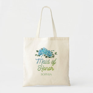 Unique Wedding Rustic Blue Roses Maid of Honour Tote Bag