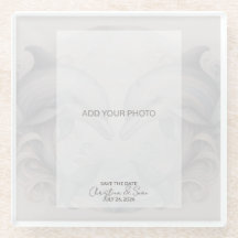 Unique Wedding Save the Date Add Photo Glass Coaster