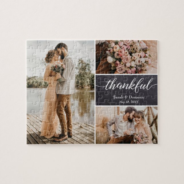 Unique Wedding Thank You Photo Collage Jigsaw Puzzle (Horizontal)
