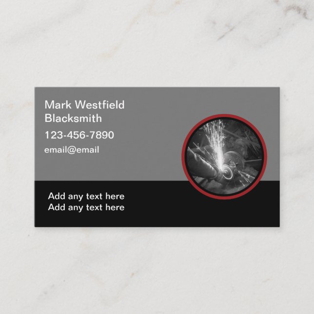 Unique Welding And Blacksmith Business Cards (Front)