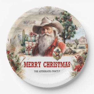 Unique western style Santa with sheriff's badges Paper Plate