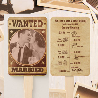 Unique Western Style wedding program  Hand Fan