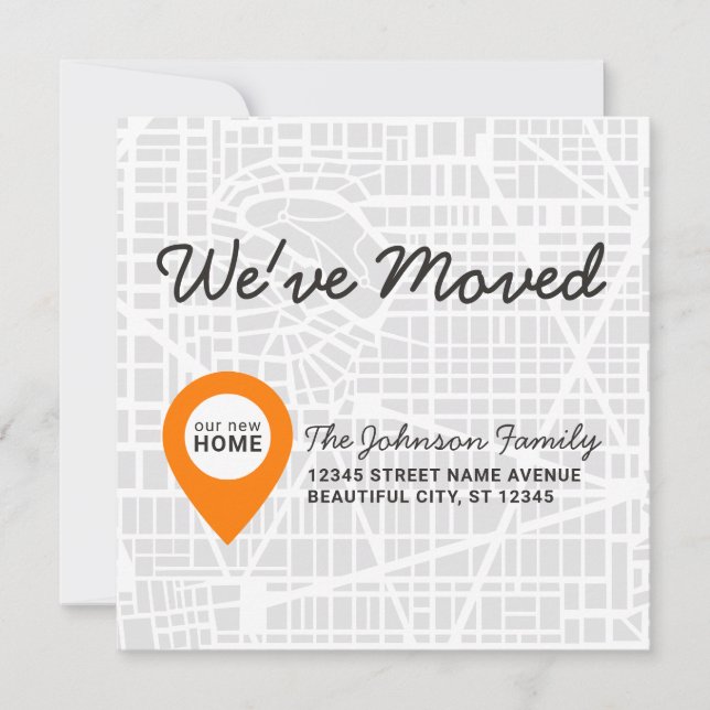 Unique We've Moved Map New Home Address Moving Announcement (Front)