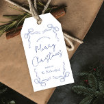Unique Whimsical Blue & White Winter Christmas Gift Tags<br><div class="desc">Create modern holiday gift tags with this Unique Hand Drawn Christmas Gift Tag Design. Featuring whimsical bows and ribbons illustrations,  modern layout,  handwritten calligraphy fonts in a seasonal blue & white aesthetic. These holiday gift tags are the perfect finishing touch to your gift wrapping this festive season.</div>